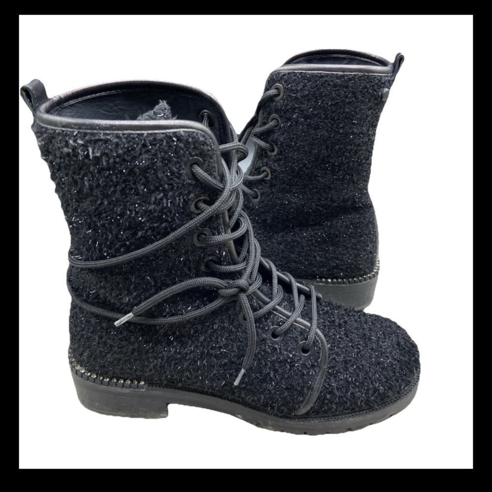 Stuart Weitzman Metermaid boucle combat boot Women Sz 6 Embellished Retail $598